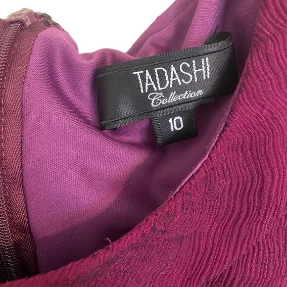 Tadashi Collection Purple Silk Ruched Pleated Dress Size 10 - Picture 2 of 5